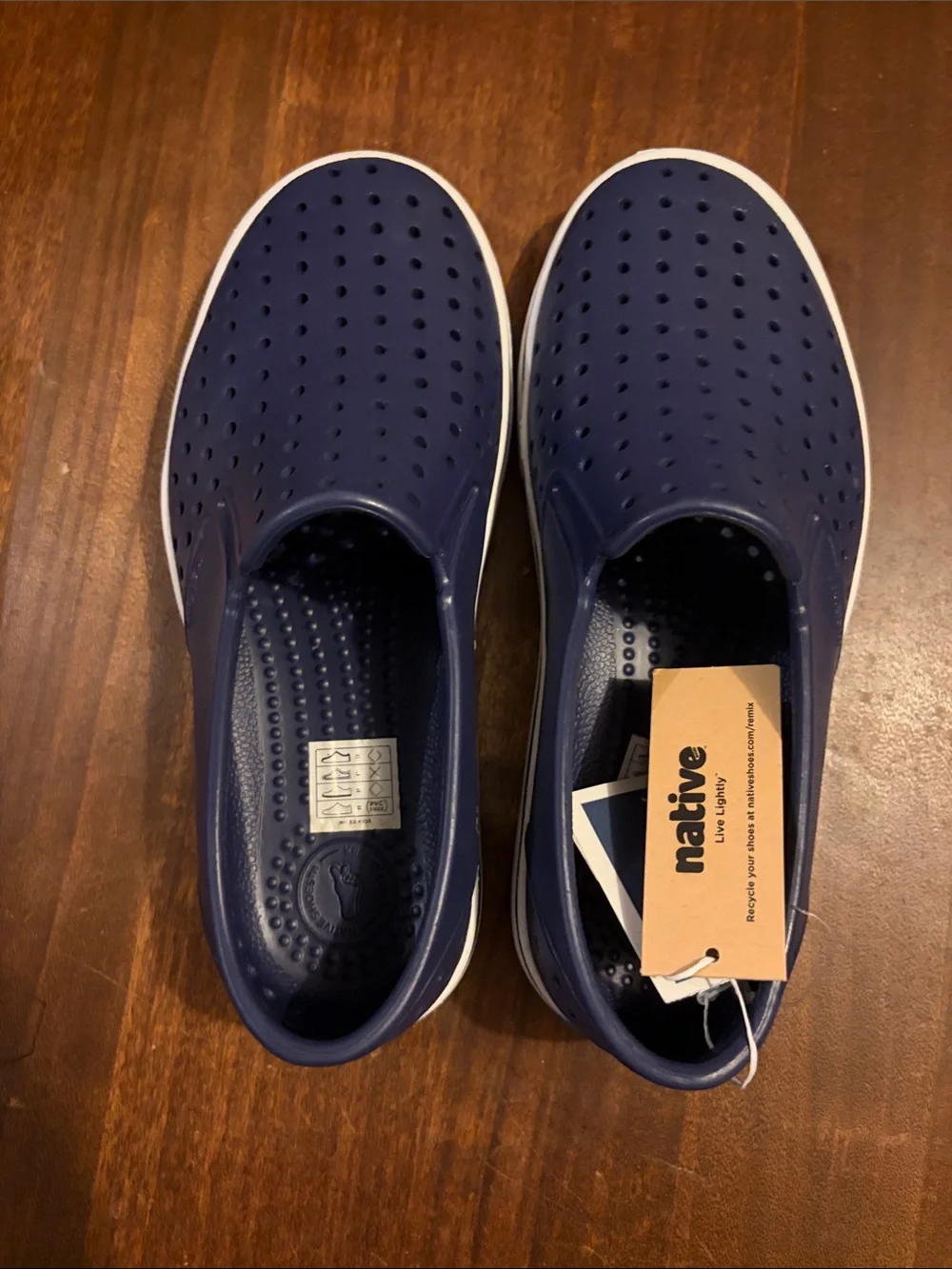Native Slip-On Shoes in Navy with White Trim